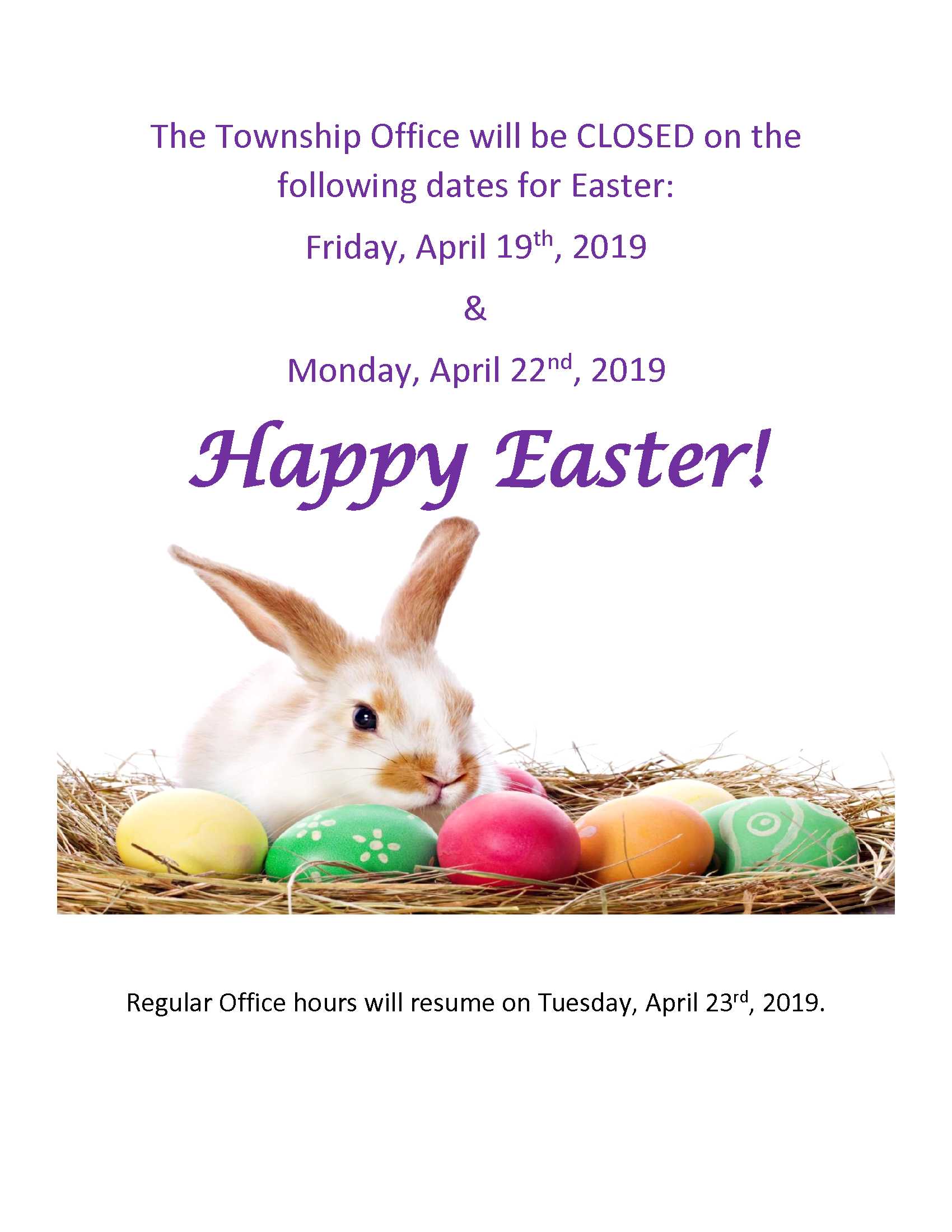 Office Closed For Easter Holiday Message Template